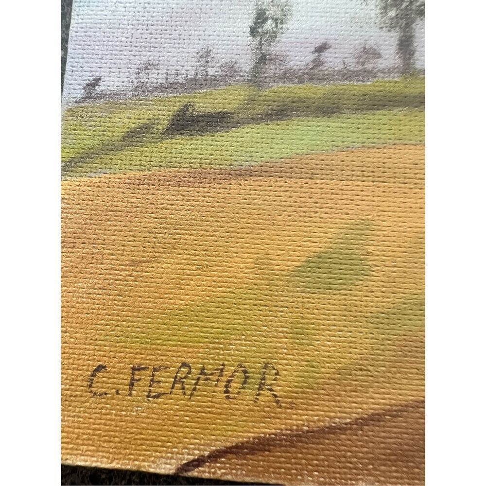 Vintage Oil Painting Farming With Horses" signed by C. Fermor - Picture 4 of 9